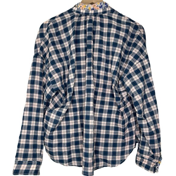Pilcro Anthropologie Plaid Buttondown Shirt (Size M) Tavi Floral Ruffle Collar - Picture 7 of 13